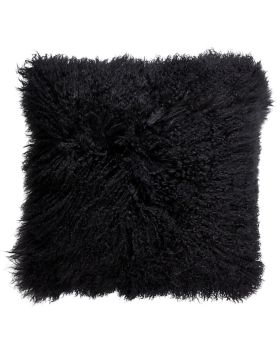 Mongolian Sheepskin Cushion | Black | The Pot Project