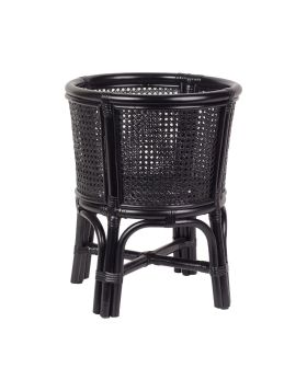 Round Rattan Planter | Stand | Black | The Pot Project